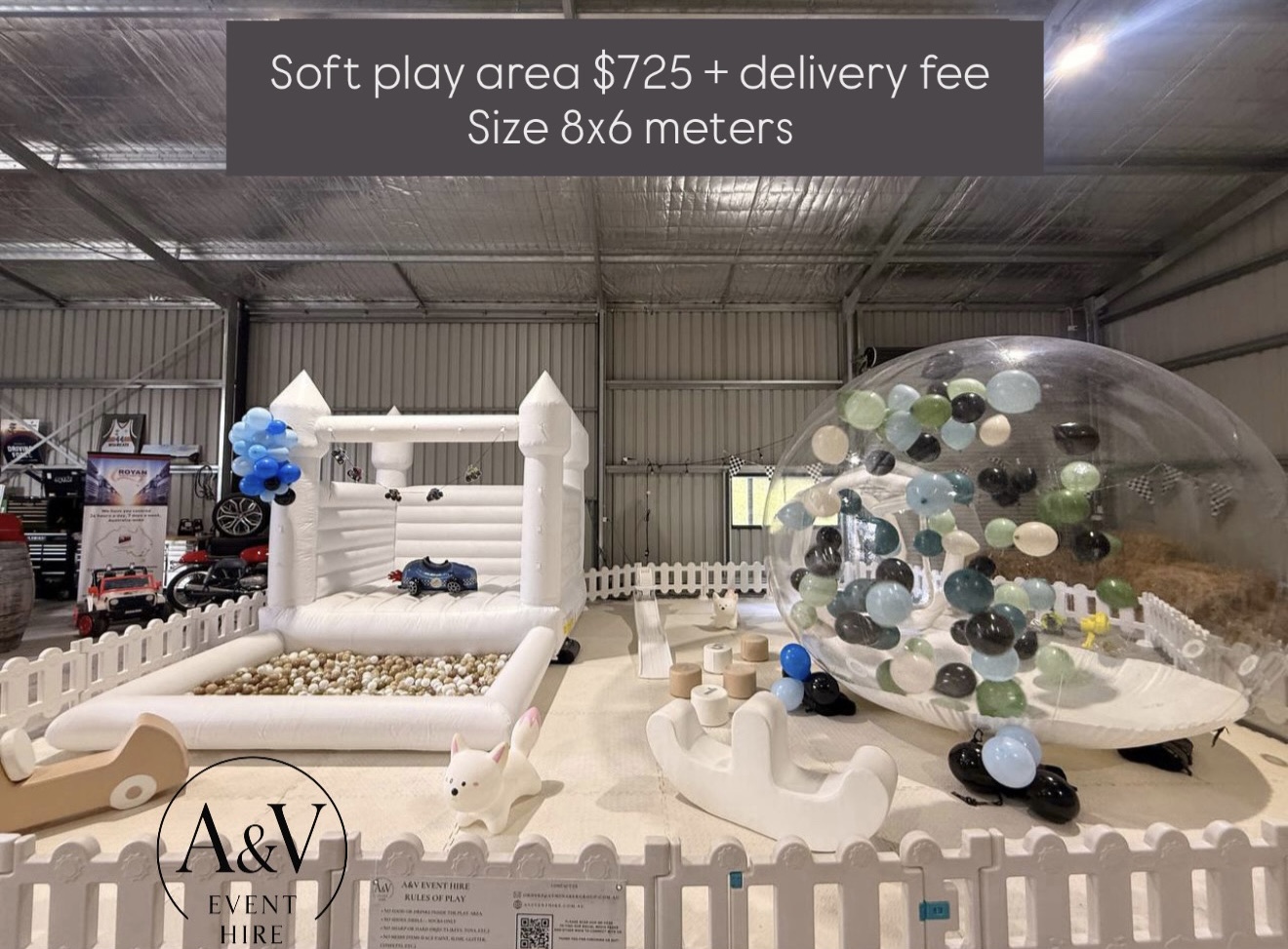 Bubble Wonder soft play package set up at 8×6 meters