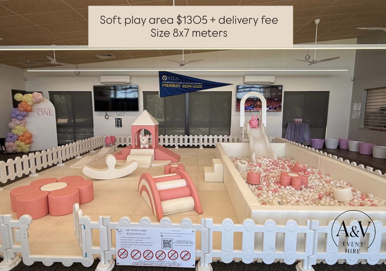 Pink Wonderland soft play set, 8×7 meters