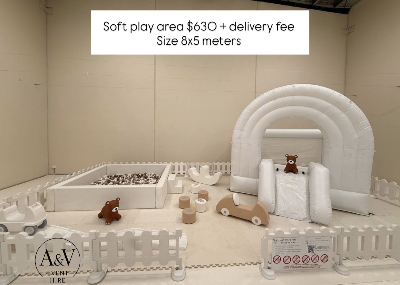 Rainbow Cloud soft play set, 8×5 meters