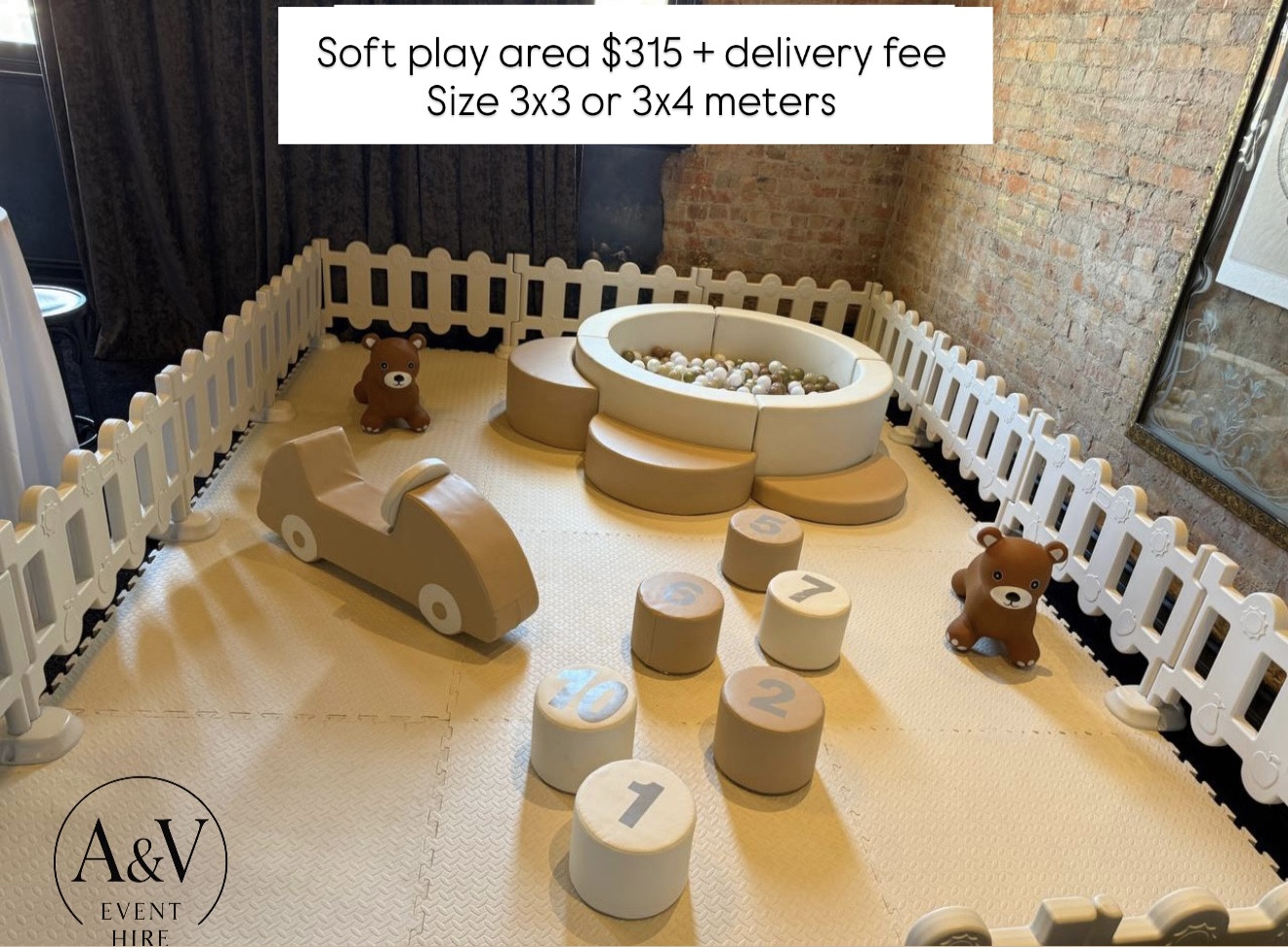 Honey Bear Mini soft play set, 3×3 or 3×4 meters